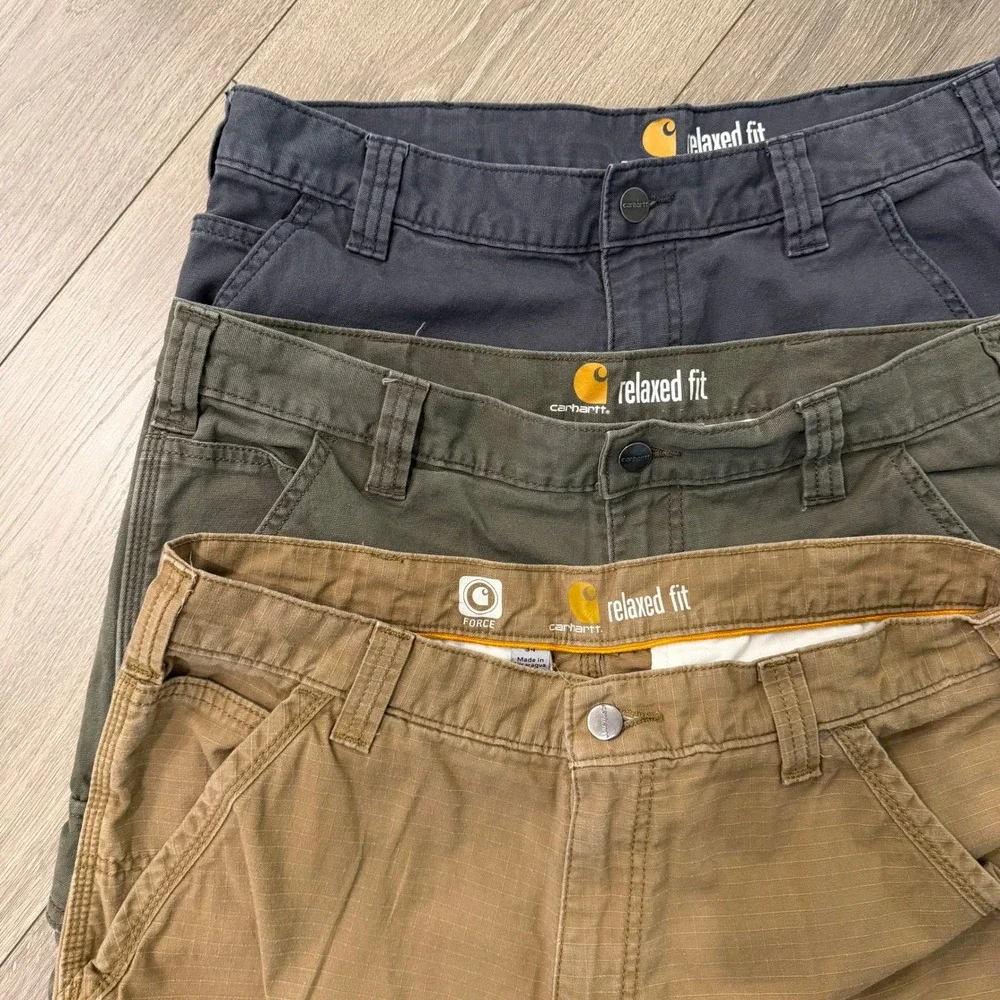 Lot of 3 Carhartt Relaxed Fit Cargo Shorts Mens 34 Blue Green Tan Ripstop Force